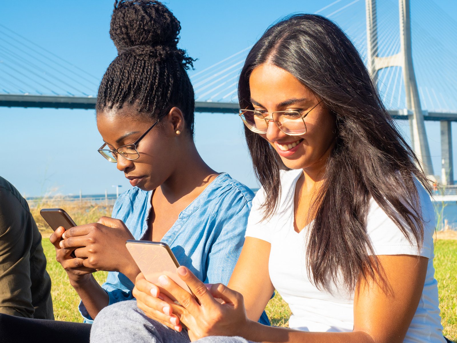 Women using smartphones